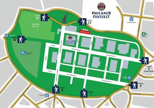 Lageplan Paulaner Festzelt auf der Theresienwiese München Lageplan Paulaner Festzelt auf der Theresienwiese München